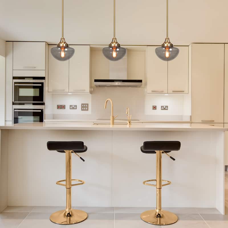 Modern 1-Light Gold Glass Pendant Light Kitchen Island Lights for Dining Room