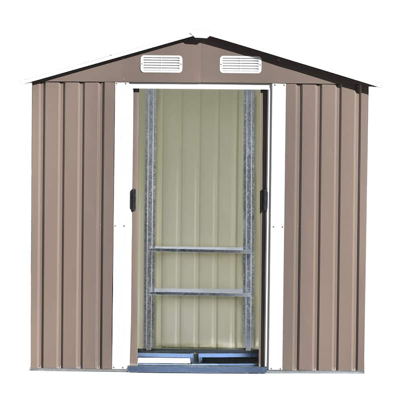 Patio 6ft x4ft Garden Shed, Metal Storage Shed with Adjustable Shelf