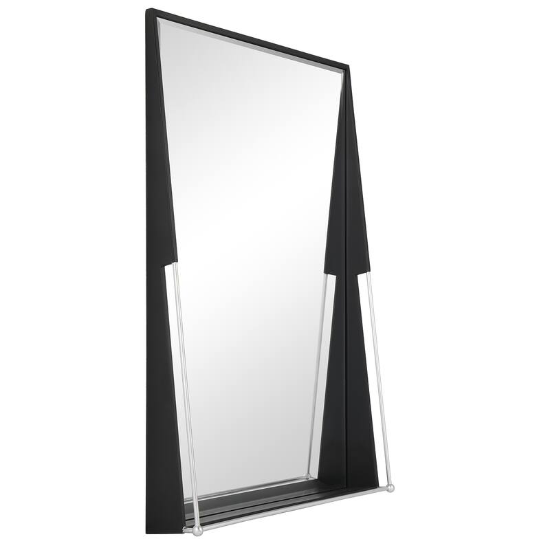 MacLuu Rectangular Industrial Metal Framed Decorative Wall Mirror - Black - 31.5" W x 19.69" H x 4.72" D