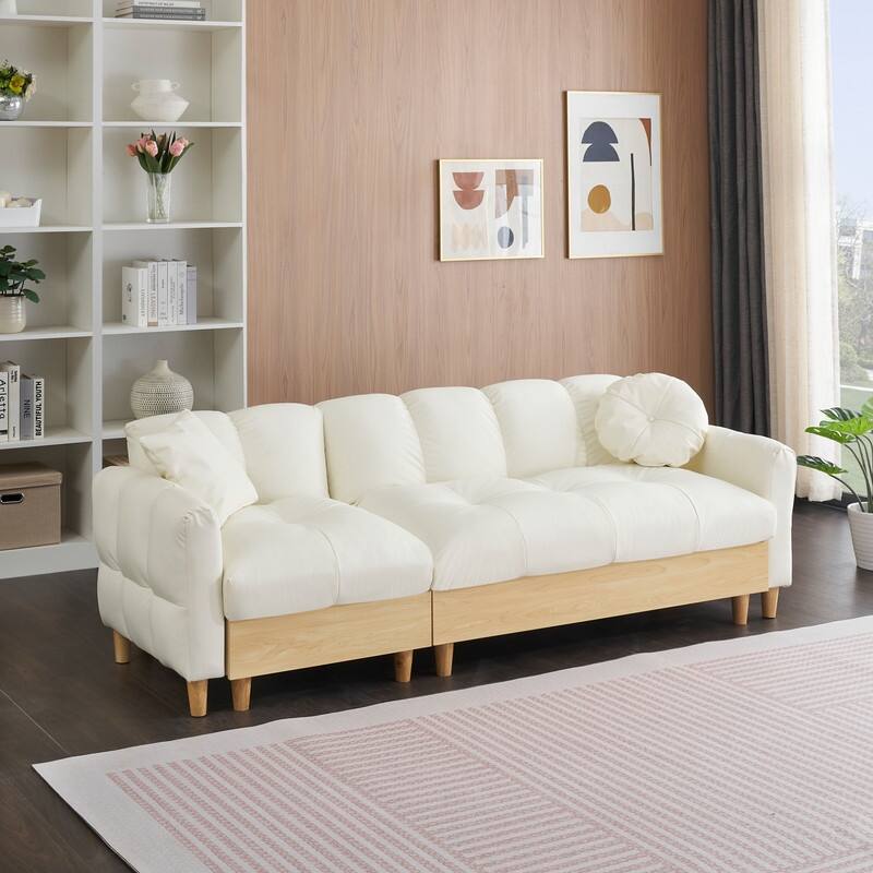 87" Tech Fabric, Teddy Velvet Upholstered Sofa Bed with Storage