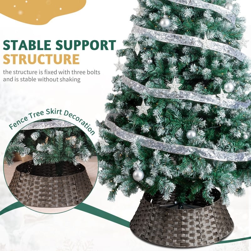7.5 FT Artificial Snow Tipped Christmas Tree with DIY 350 Warm Lights Remote Control Silver Ribbon Ornaments - 7.5 ft