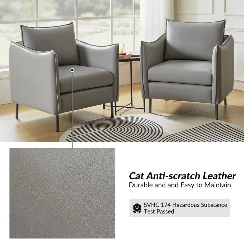 Christopher Modern Anti-scratch Fabric Armchair with Black Metal Legs Set of 2 by HULALA HOME