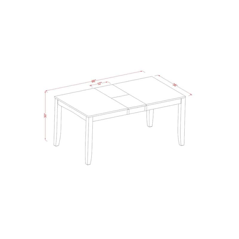 Rectangular Dining Table - 36x66 Inch Table with Leaf - Espresso Finish Kitchen Table - 66
