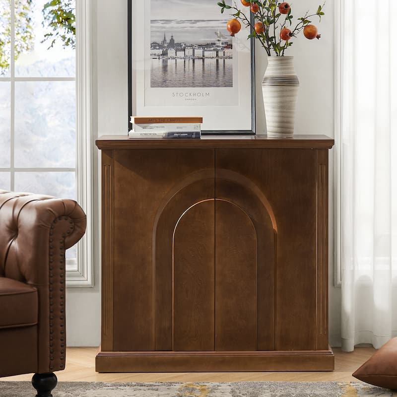 Rando Transitional 35'' Tall 2-Door Accent Cabinet with Adjustable Shelves by HULALA HOME - Walnut