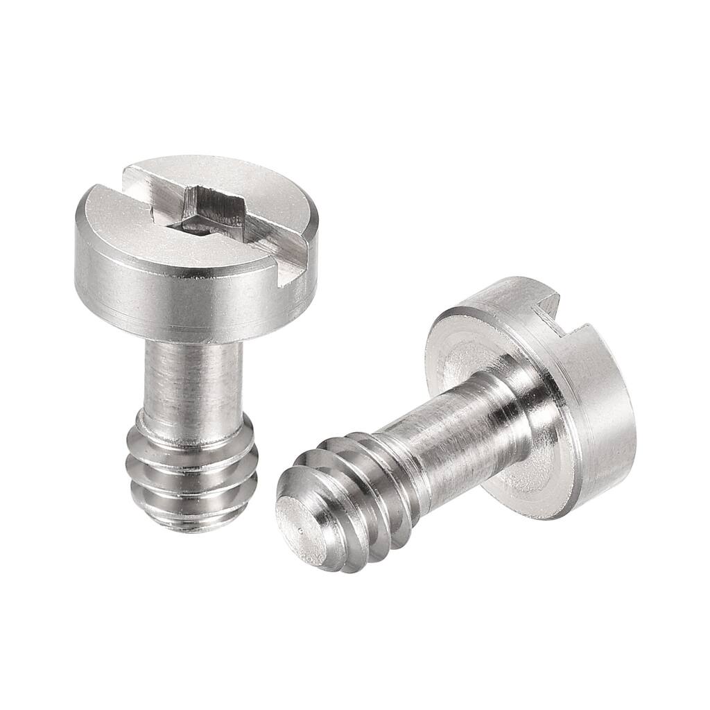 1/4" Male Mounting Screw Adapters Slotted 0.47" Length for Camera Tripod, 2Pcs - Silver Tone
