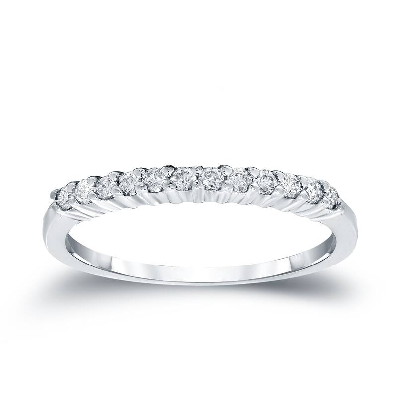 Auriya 14k Gold 1/6ct TDW 12-Stone Diamond Wedding Band - 6 - White