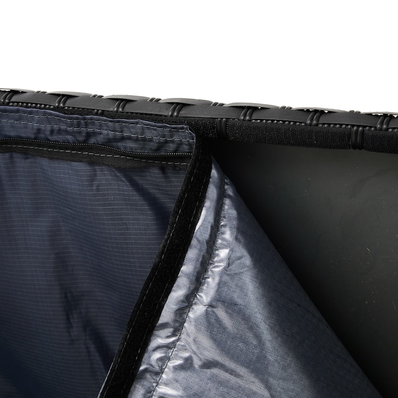 Glitzhome Patio 140 Gallon 52.75"W Oversize Black Wicker Storage Bench Deck Box - 52.75"W x 29"D x 26"H