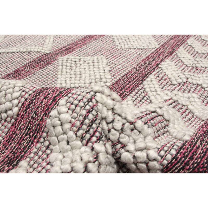 ECARPETGALLERY Braid weave Sienna Pink Wool Rug - 5'1 x 8'1