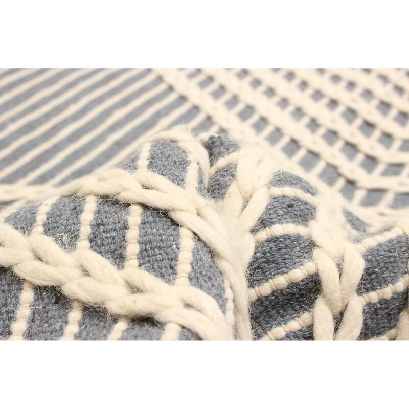 ECARPETGALLERY Braid weave Sienna Grey Wool Rug - 4'8 x 7'11