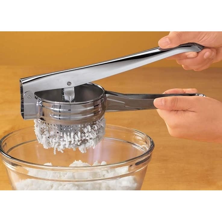Norpro Chrome Finish Potato Ricer - 20oz Capacity- Fits Over Pots and Bowls for No Mess Use
