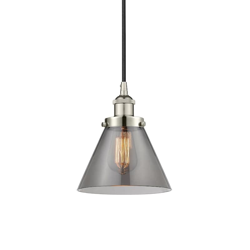 Innovations Lighting 616-1PH-10-8 Cone Pendant Cone 8" Wide Mini - Polished Nickel / Plated Smoke