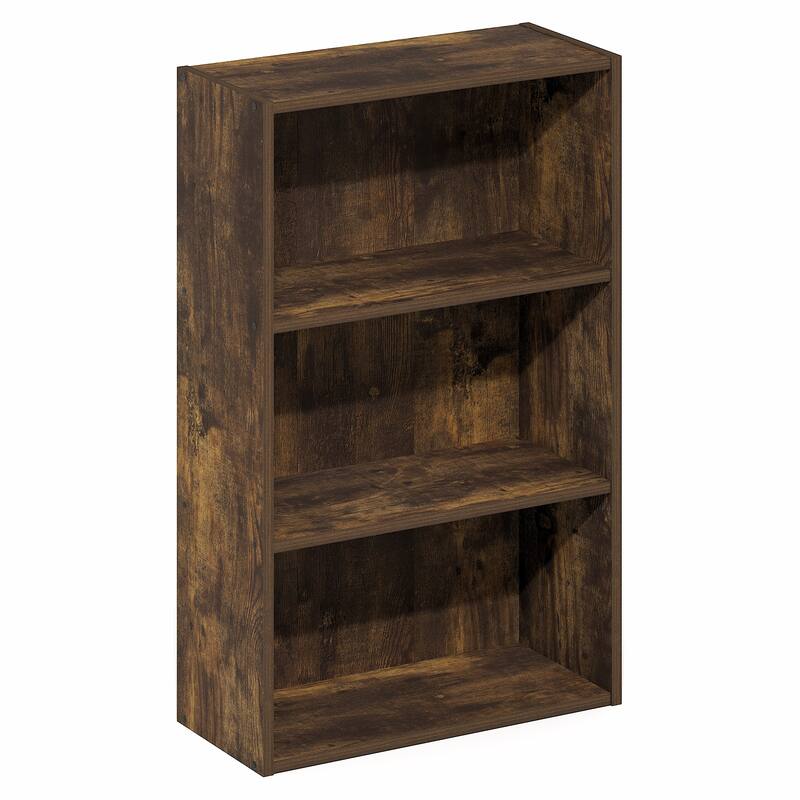 Furinno Basic 3-Tier Open Shelf Bookcase, Bookshelf, Storage Organizer, 7 x 17 x 26