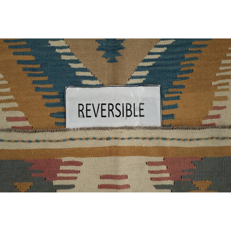 Hand Woven Oriental 100% Wool Carpet Southwestern Tribal Greys & Charcoal Kilim Area Rug - 6' 10'' X 4' 8''