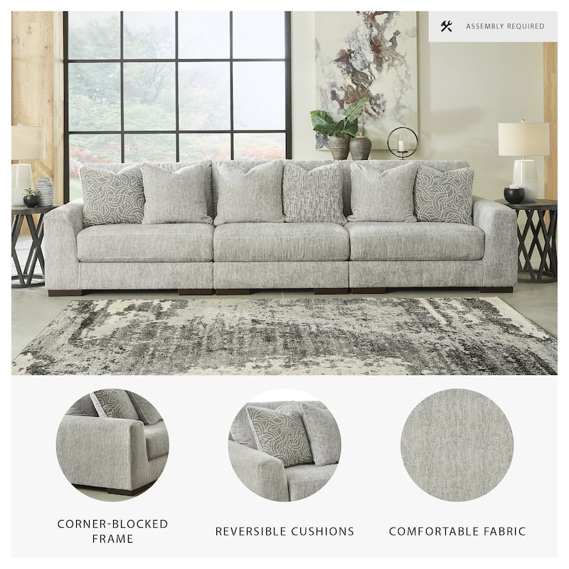 Signature Design by Ashley Regent Park Pewter 3-Piece Sofa - 137"W x 44"D x 39"H