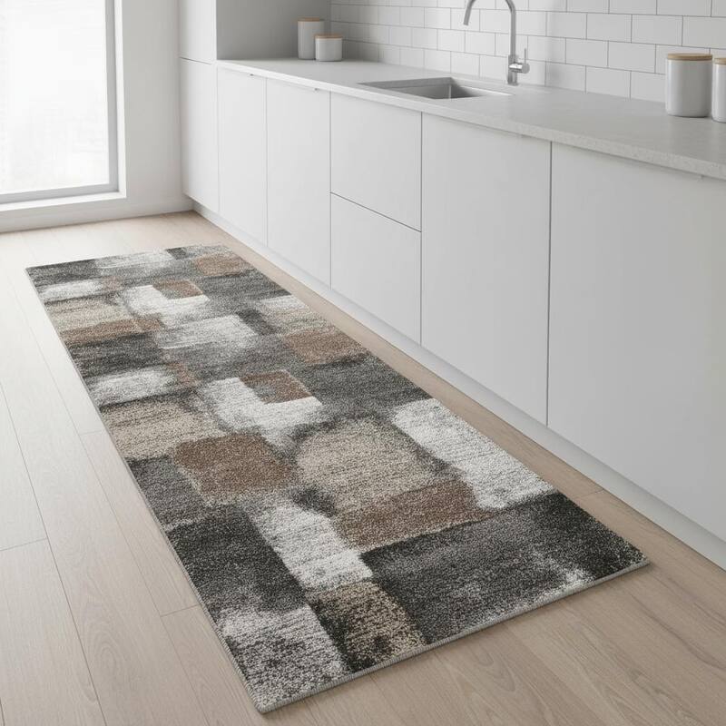 HomeRoots Abstract Modern Rectangle Area Rug - 2' X 8'
