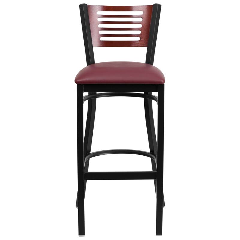 2 Pk. Hercules Series Decorative Slat Back Metal Restaurant Barstool - 19.75"W x 20"D x 43"H - 19.75"W x 20"D x 43"H