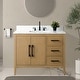 preview thumbnail 128 of 128, Vanity Art 42" Single Sink Bathroom Vanity Cabinet with Engineered Marble Countertop 42"/Matte Black Handle - Natural Oak