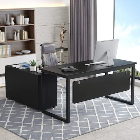 Tribesigns L-Shaped Computer Desk, 55 inch Executive Office Desk with File Cabinet
