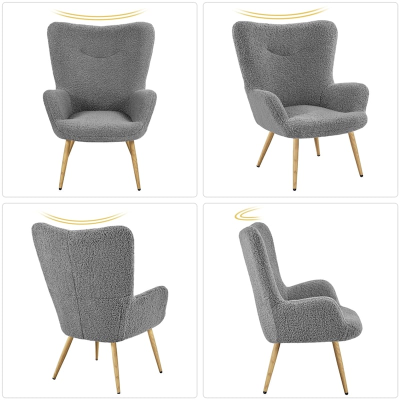 Yaheetech Modern Boucle Accent Chair With Wood-tone Metal Legs - 27"'×28'"×38.5'"