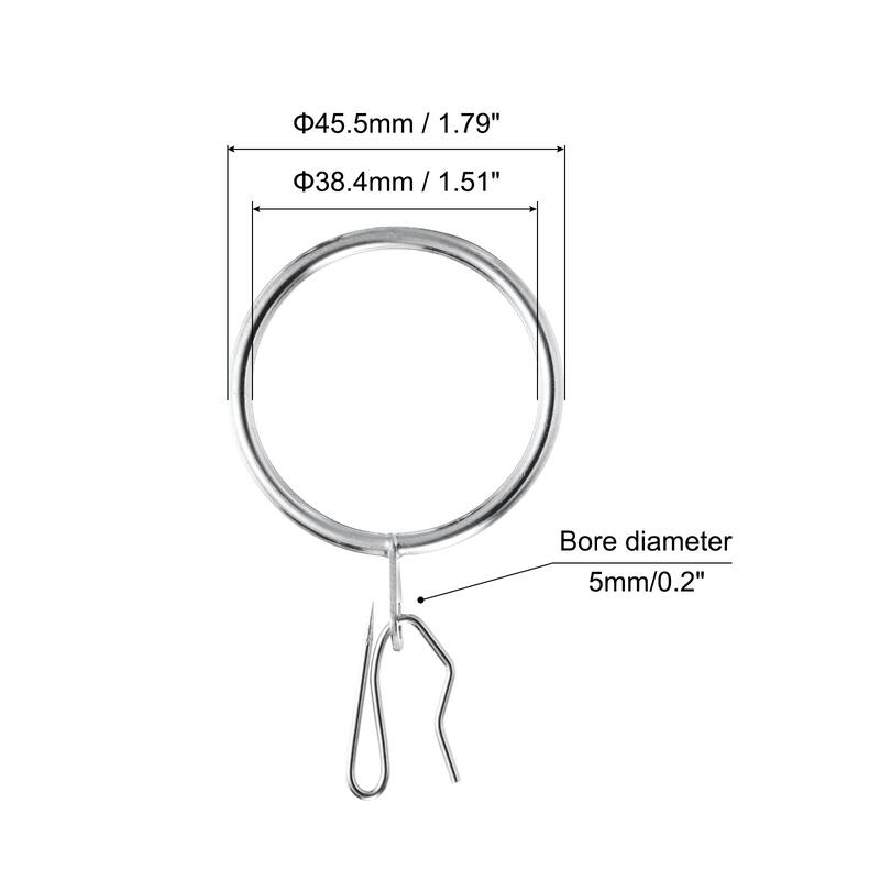 28pcs Metal Curtain Hook Rings with Pin-on Hooks - Silver - 1.5-Inch