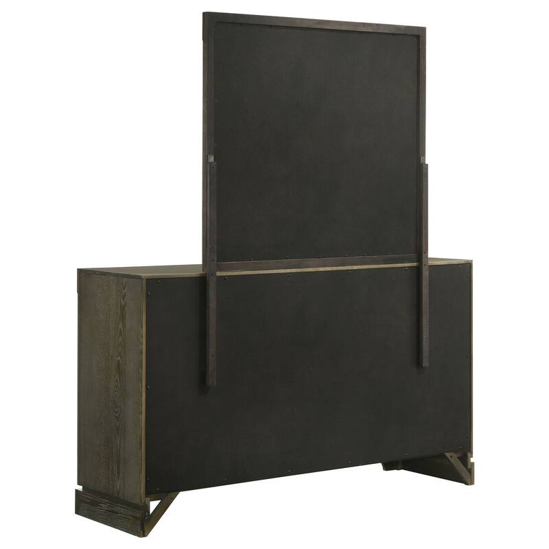 6-Drawer Dark Cocoa Dresser and Mirror Set with Sleek Modern Finish, Spacious Storage, and Smooth Glide Hardware