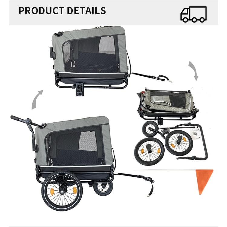 Outdoor Heavy Duty Foldable Utility Pet Stroller Dog Carriers Bicycle Trailer