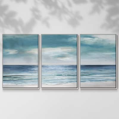 Blue Silver Shore - Multi Piece Framed Canvas
