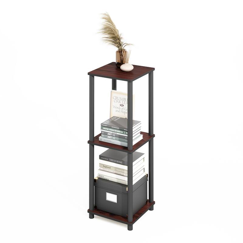19.6 in. Tall Dark Cherry/Black Wood 2-Shelf Bookcase