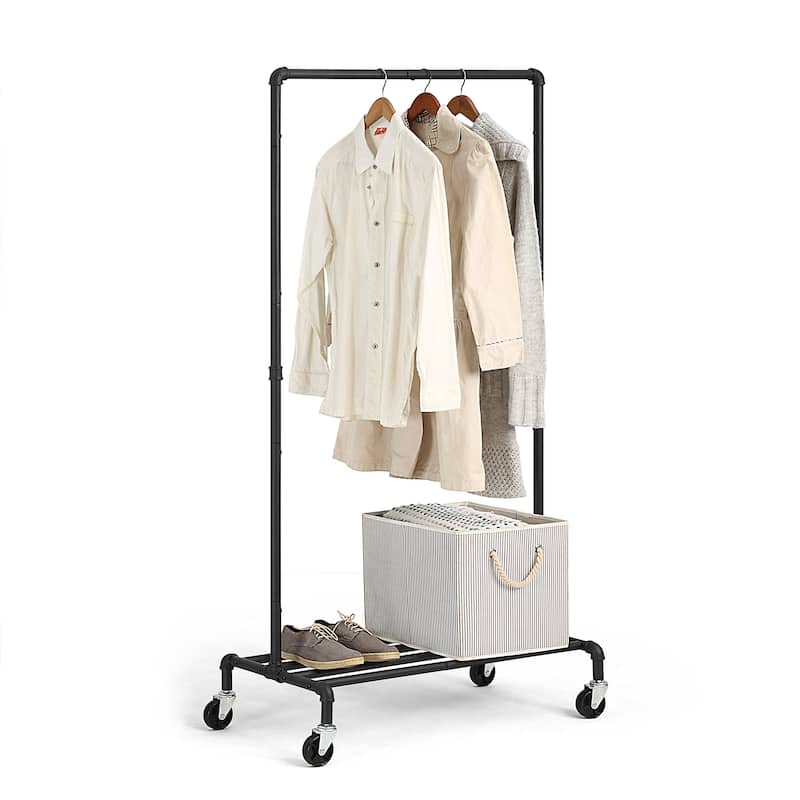 Industrial Loft Style Rolling Garment Rack - Single Rod