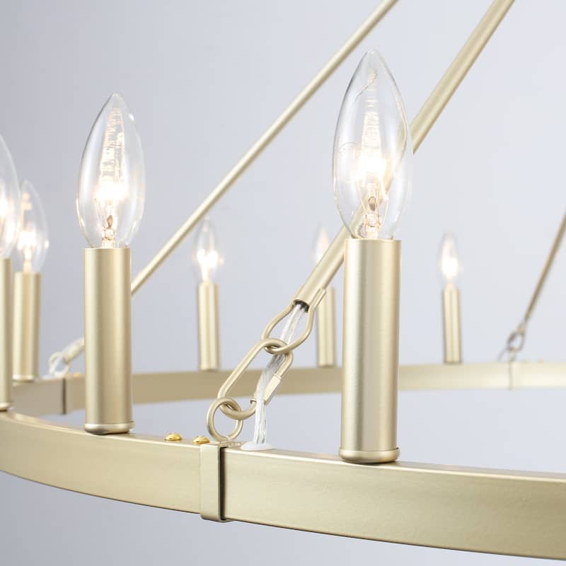 24-Light 51.97-inch Dimmable Round Wagon Wheel Chandelier for Dining Room