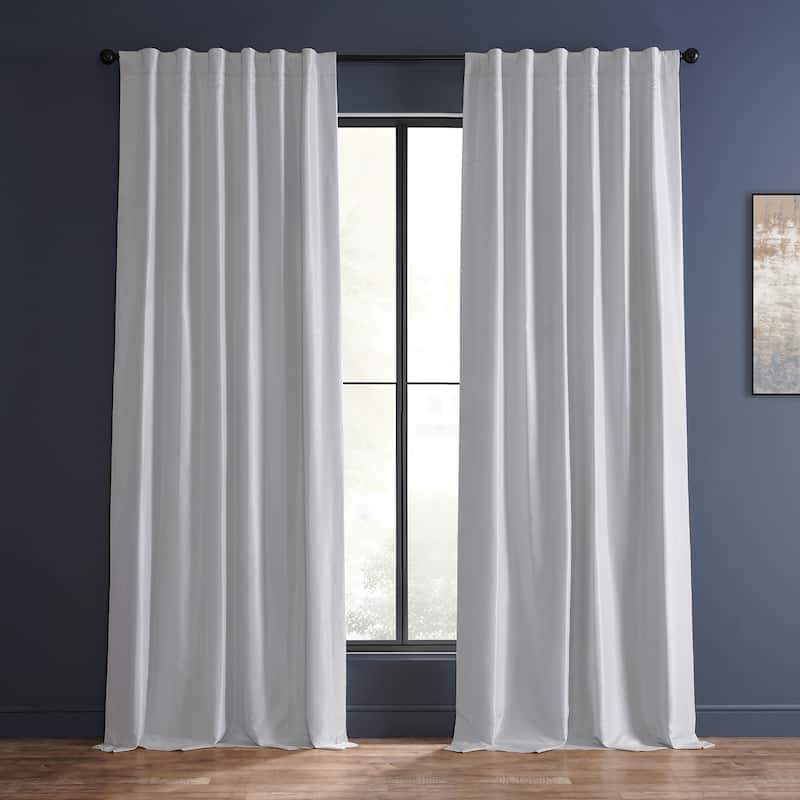 Exclusive Fabrics Textured Faux Dupioni Silk Thermal Blackout Curtains (1 Panel) - 50 X 96 - Ice