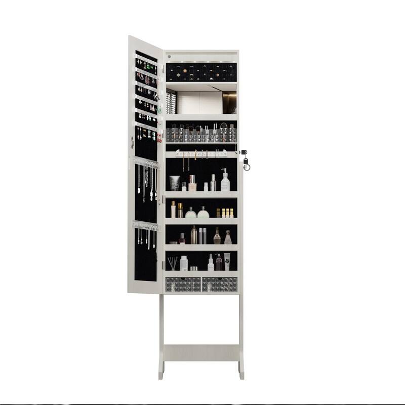 Standing Full Length Mirror Jewelry Cabinet Armoires, Lockable Storage Cabinet