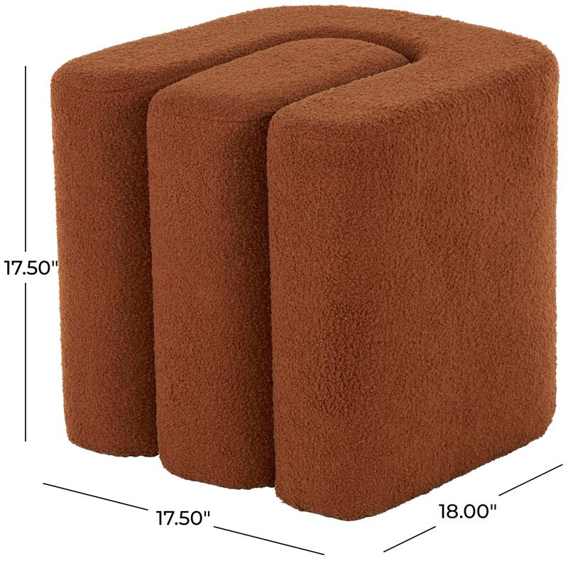 White, Gray or Copper Polyester W-Shaped Room Ottoman