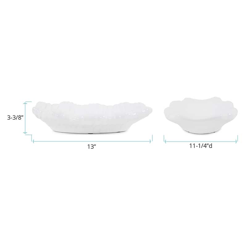 Allan Andrews Hand Finished Glossy White Ceramic Flowing Wave Tray - Glossy White - 13"W x 11.25"D