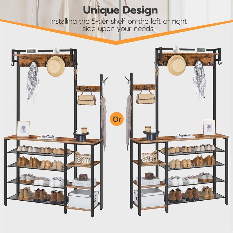 Hall Tree with Bench and Shoe Storage - 11.81 x 41.34 x 72.83