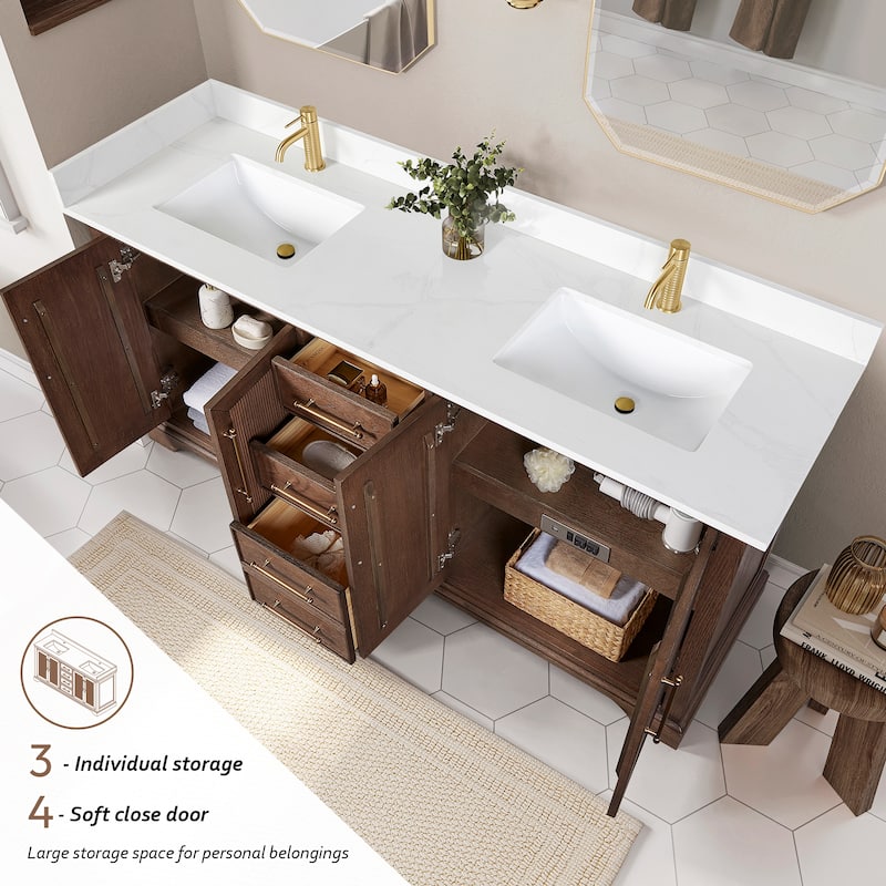 Tokyo Bath Vanity with Quartz Stone Top without Mirror