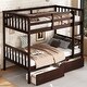 preview thumbnail 3 of 31, Twin Over Twin Rubber Wood Bunk Bed with 2 Drawers, Convertible into 2 Twin Beds