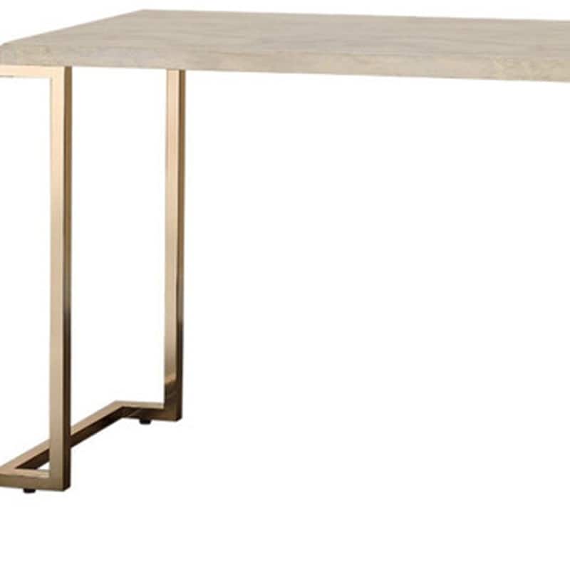 HomeRoots 44" White And Gold Faux Marble And Iron Coffee Table