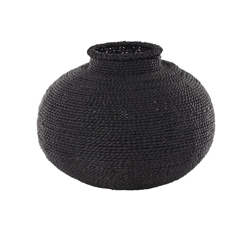 Metal Handmade Wrapped Pot Decorative Vase - Black - Roche River Decor