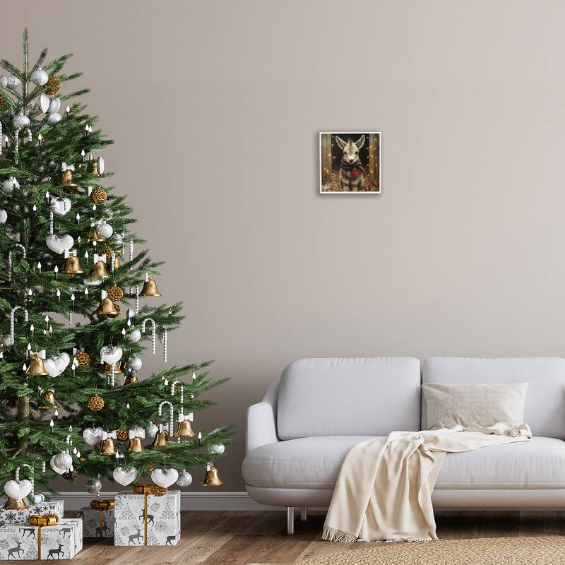 Stupell Baby Donkey & Holiday Lights Framed Giclee Art Design By Riley B