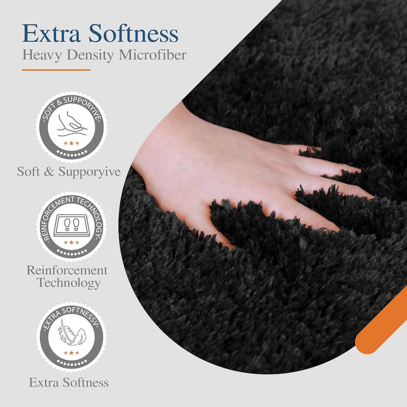 Bathroom Rug Non Slip Bath Mat for Bathroom, Water Absorbent Soft Microfiber Shaggy Bathroom Mat Machine Washable Bath Rug