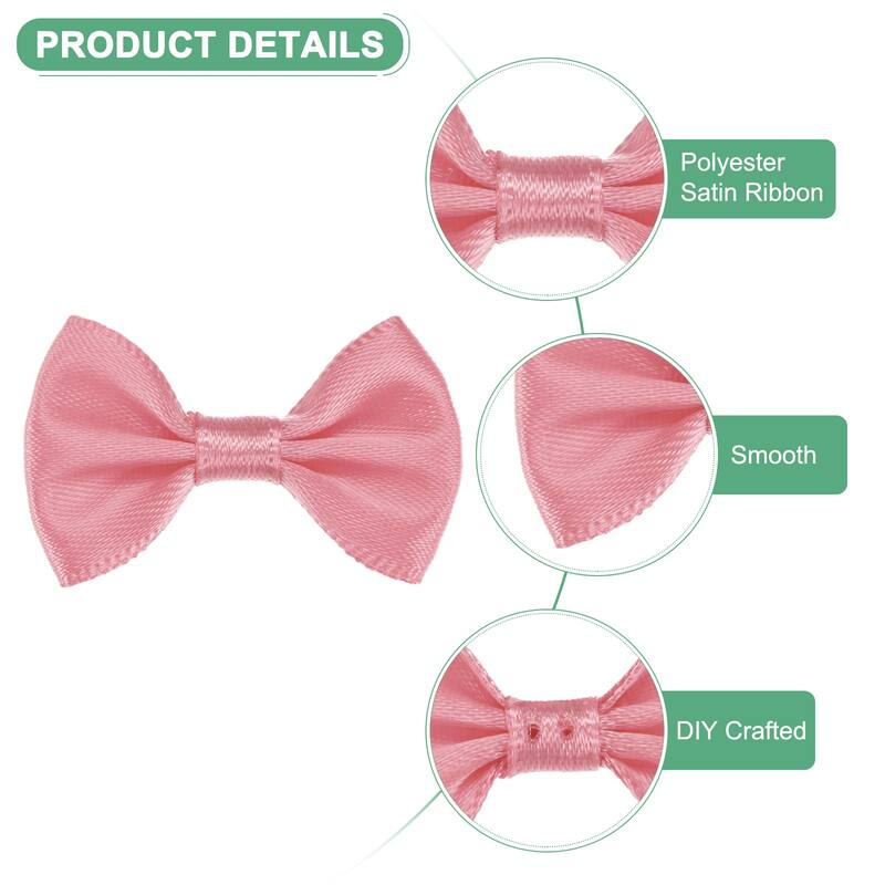 120-Pack Mini Craft Ribbon Bow 1.5x1 Inch for Craft DIY - Bean Paste Pink