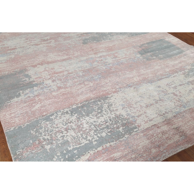 Multi-Color Modern Abstract Area Rug Hand-Knotted Wool Carpet - 8'0"x 9'10"