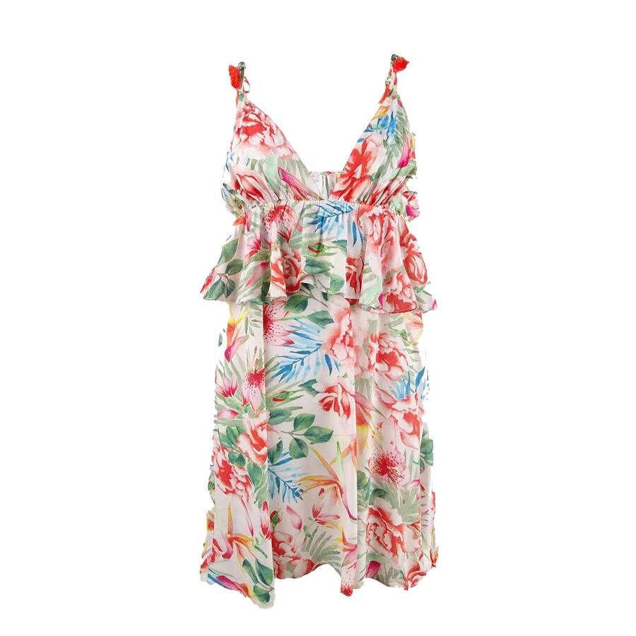 Lucky Brand Women's Printed Ruffle Swing Dress Swim Cover-Up