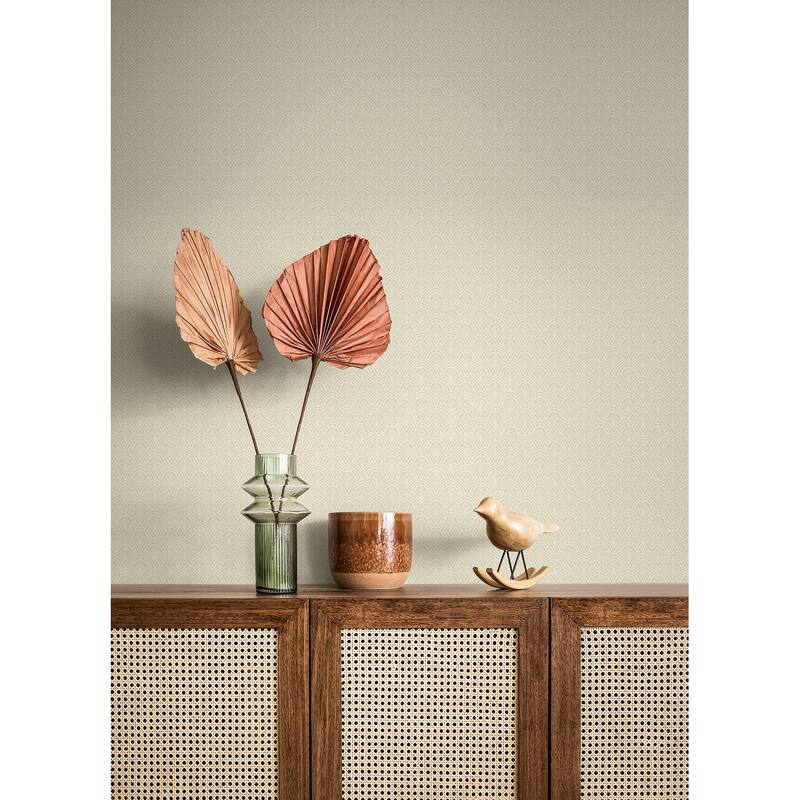 A-Street Prints Athena Cream Scalloped Botanical Wallpaper