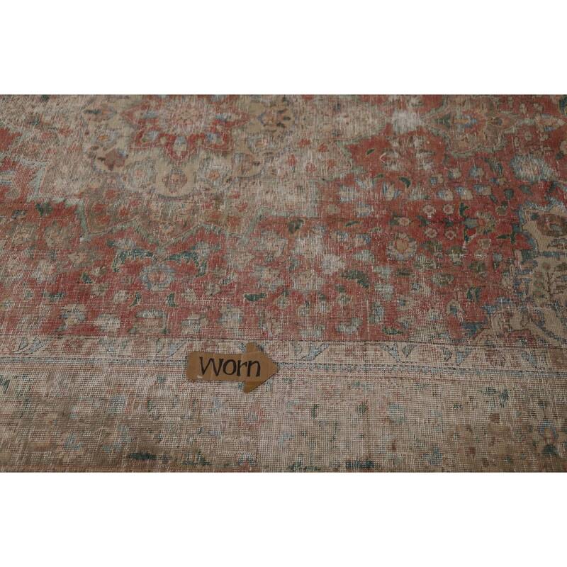 Distressed Tabriz Persian Vintage Rug Handmade Wool Carpet - 6'6" x 9'6"