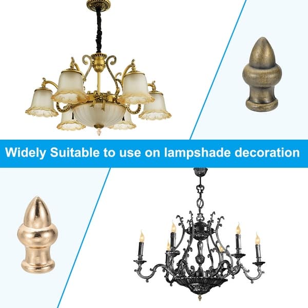 PATIKIL 2-Pack Brass Lamp Finials – 1.2" Tall, Dual-Thread 1/4-27 & M10x1mm, Polished Gold Tone – Perfect For Table & Floor Lamp Shade Decoration