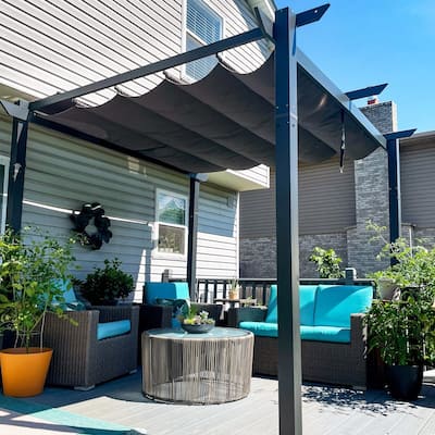 PURPLE LEAF Gazebo Outdoor Retractable Aluminium Grape Trellis Pergola with Extra Top Roof for Patio