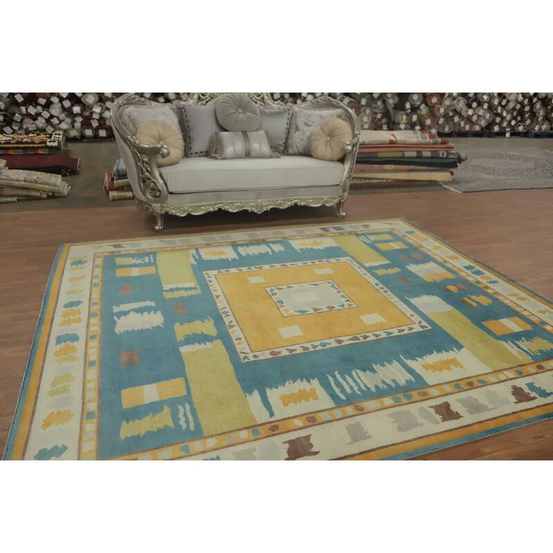 Vegetable Dye Wool Gabbeh Turkish Area Rug Handmade Wool Carpet - 9' 9'' X 8' 2''