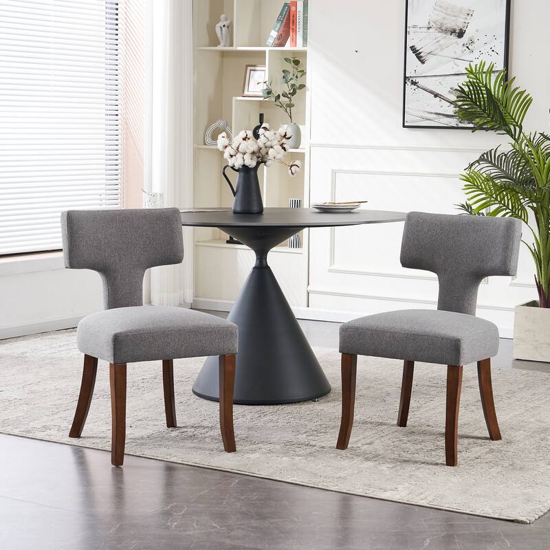 Upholstered Mordern Design T Back Dining Side Chair- Set of 2